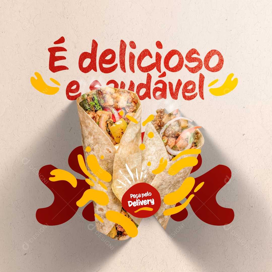 Shawarma É Delicioso e Saudável Peça pelo Delivery Social Media PSD Editável