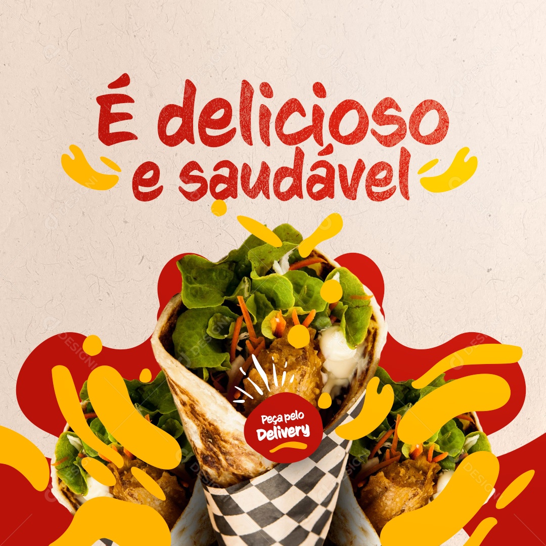 Shawarma É Delicioso e Saudável Social Media PSD Editável