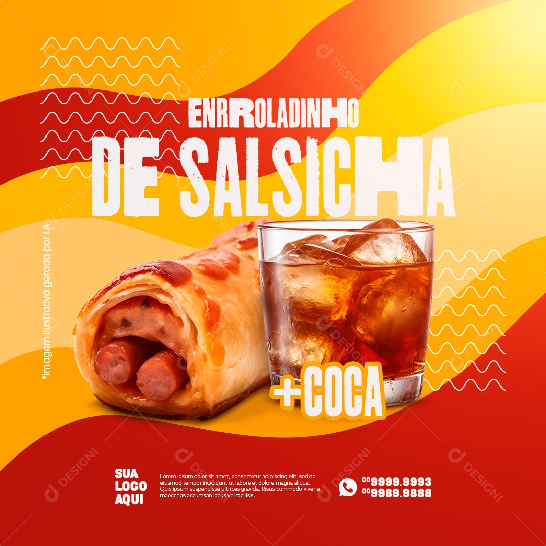 Lanchonete Enroladinho de Salsinha + Coca Social Media PSD Editável
