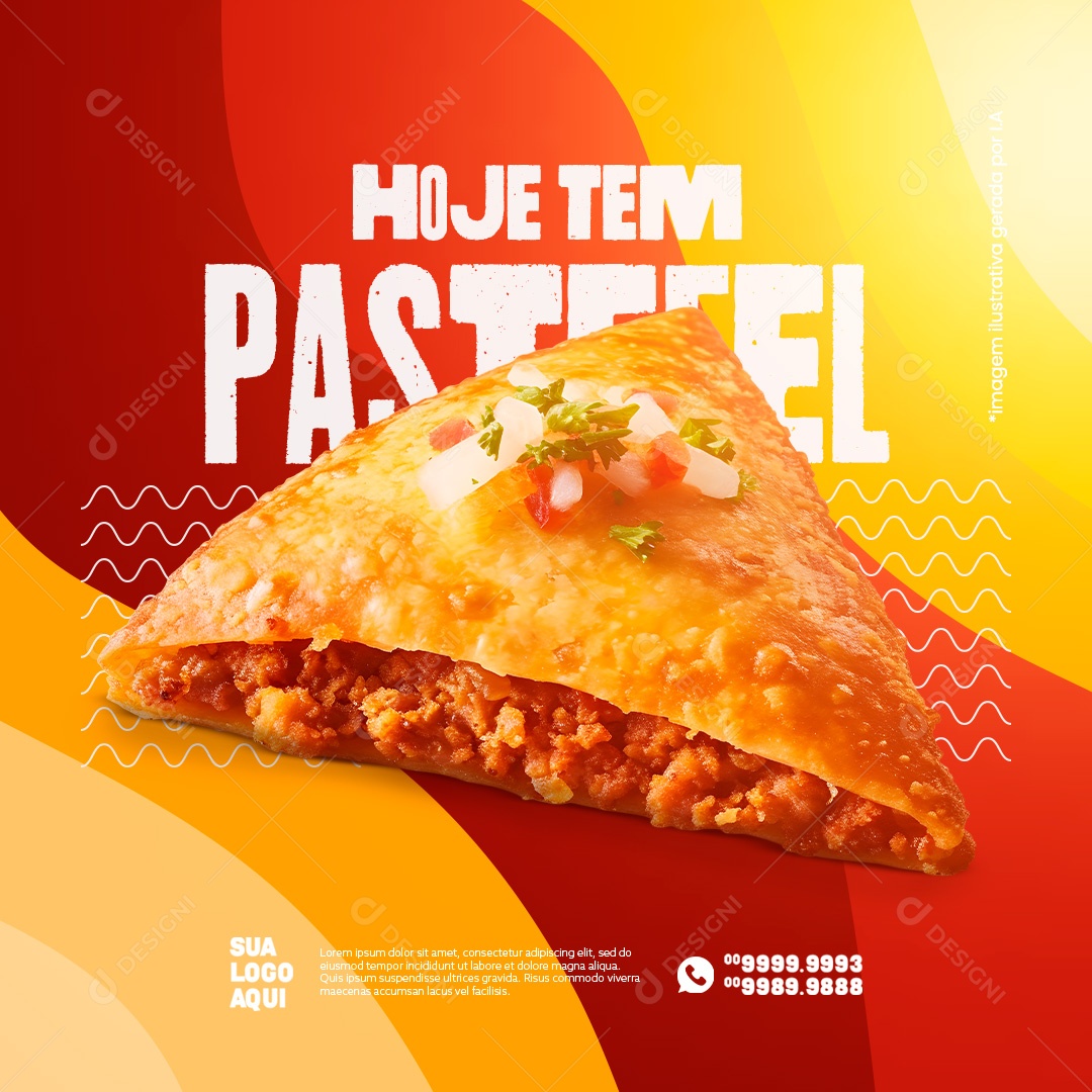 Lanchonete Hoje tem Pastel Social Media PSD Editável