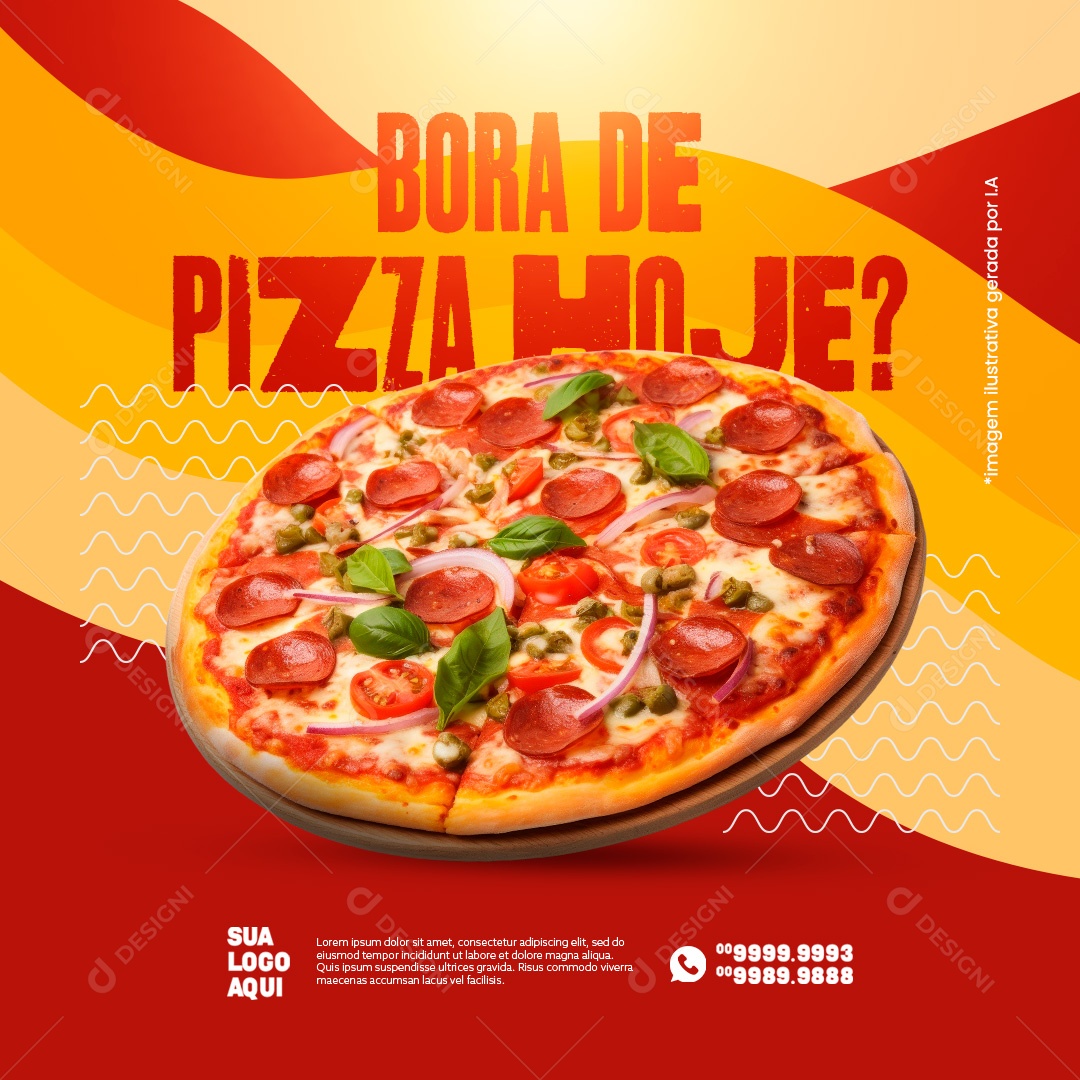 Lanchonete Bora de Pizza Hoje Social Media PSD Editável