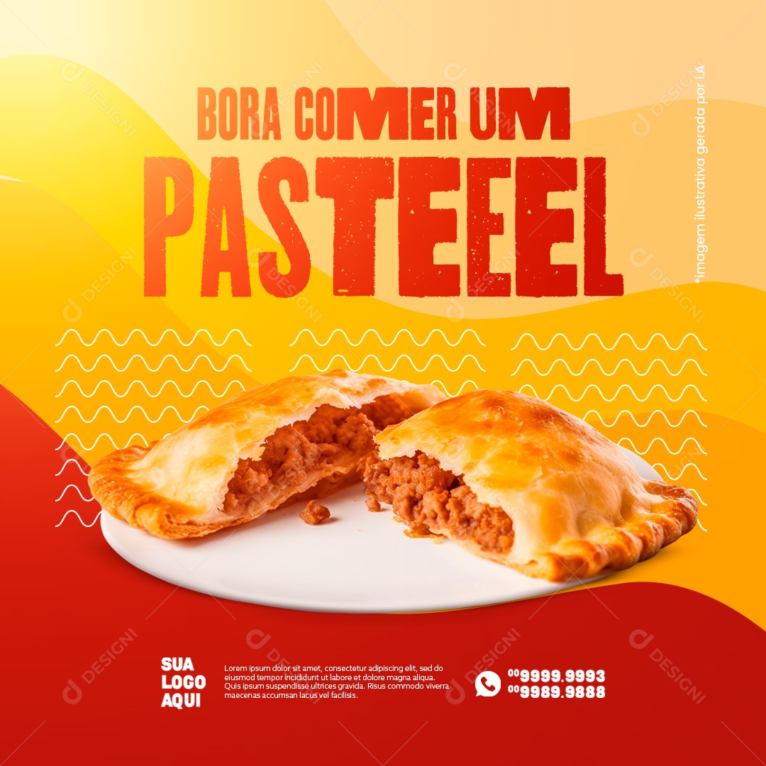 Lanchonete Bora Comer um Pastel Social Media PSD Editável