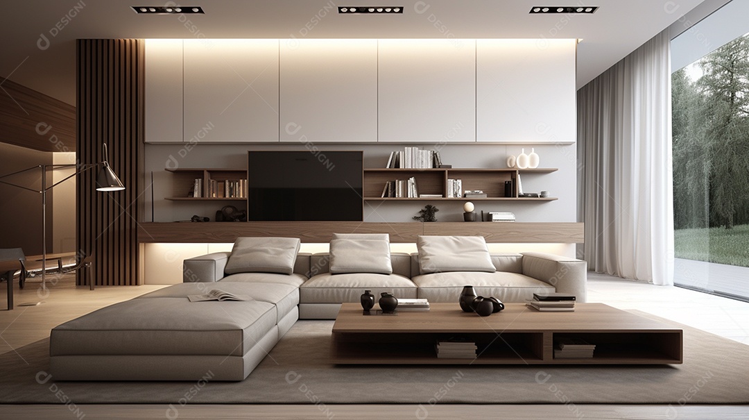 Design de interiores moderno para sala de estar