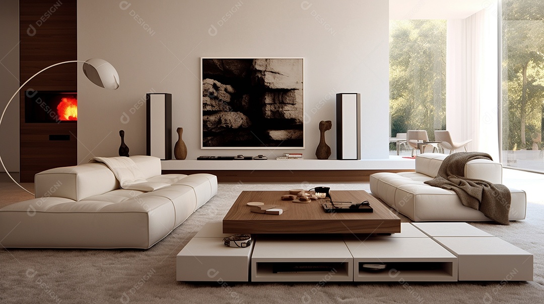 Design de interiores moderno para sala de estar