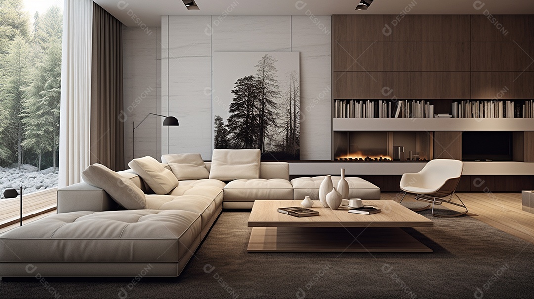 Design de interiores moderno para sala de estar