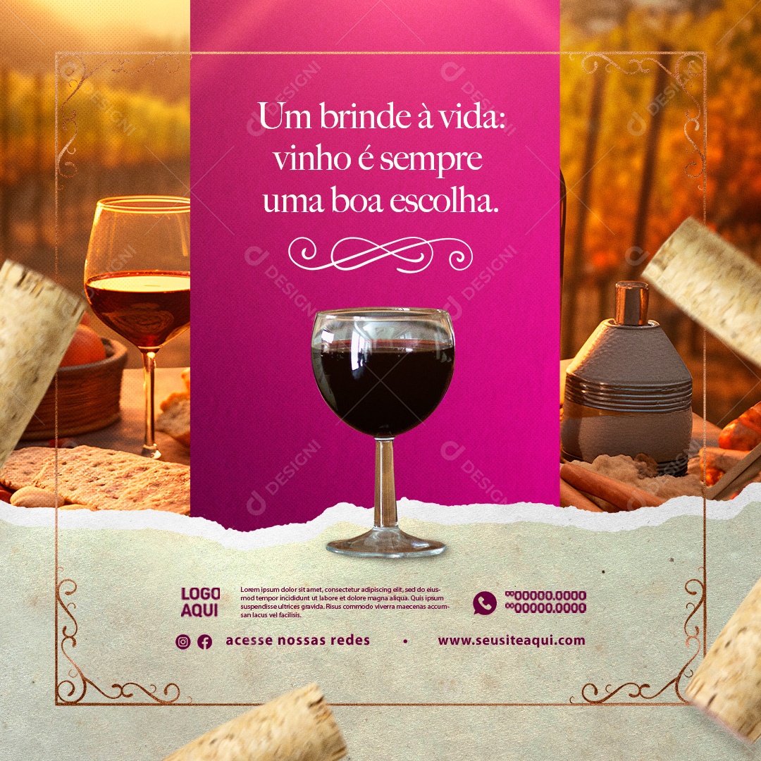 Casa de Vinho Um Brinde à Vida Social Media PSD Editável