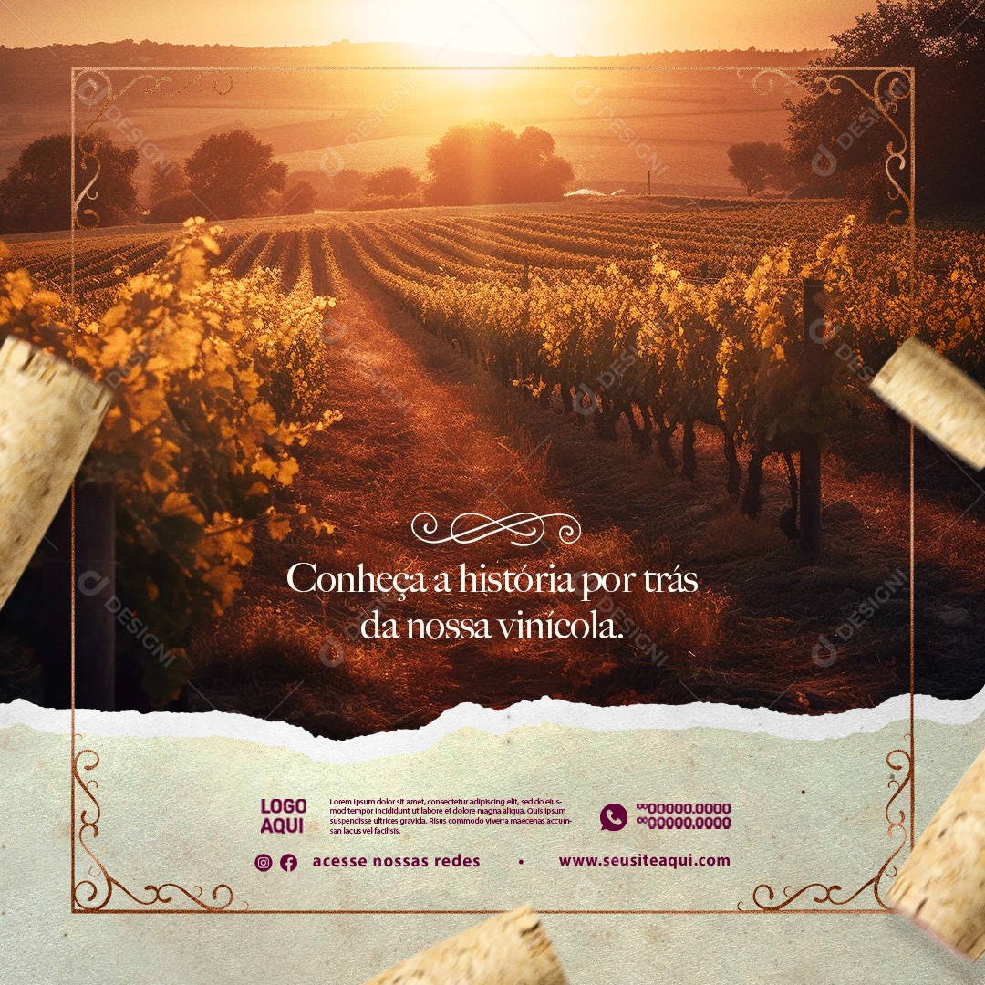Casa de Vinho Conheça a História por Trás da Nossa Vinícola Social Media PSD Editável