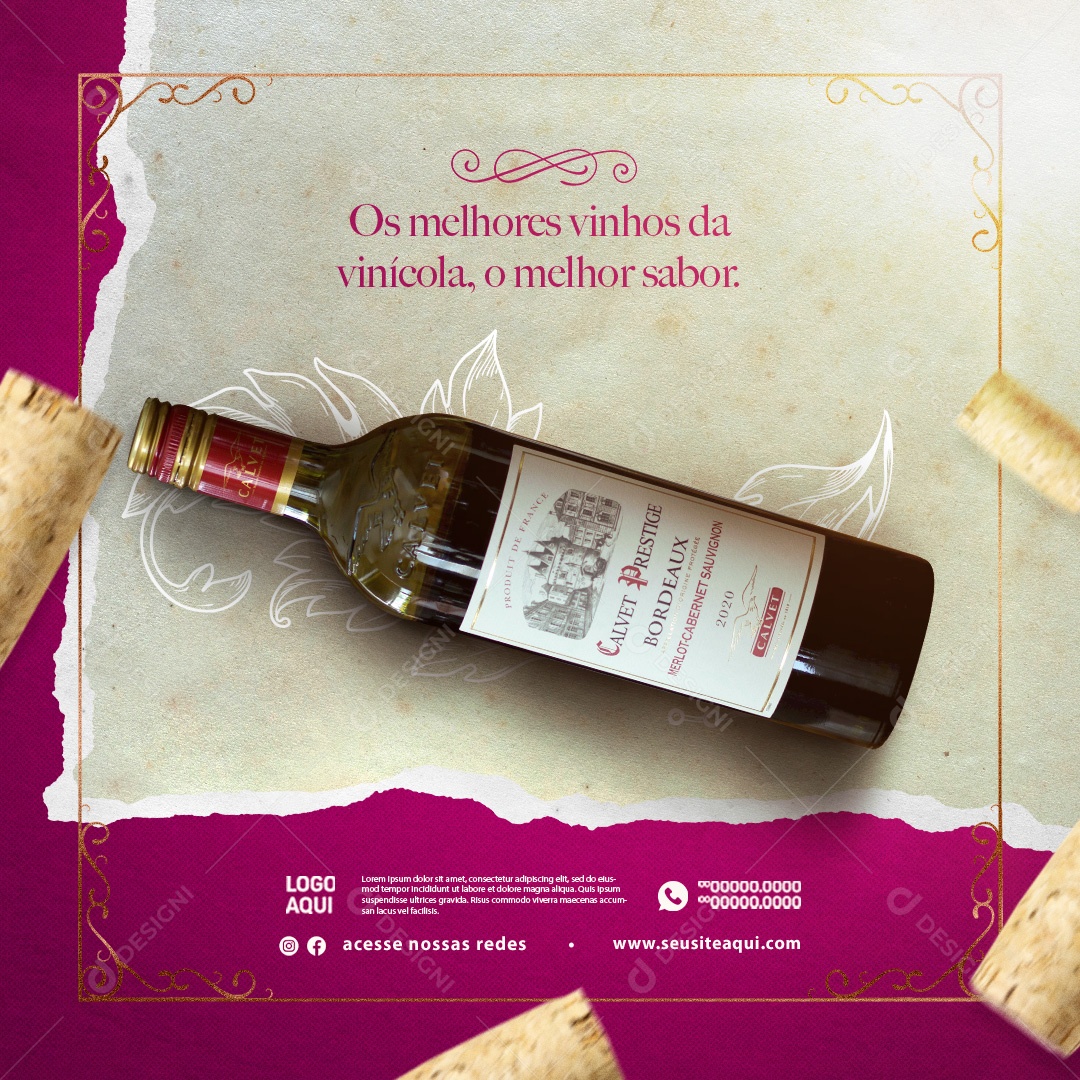 Casa de Vinho Os Melhores Vinhos da Vinícola Social Media PSD Editável