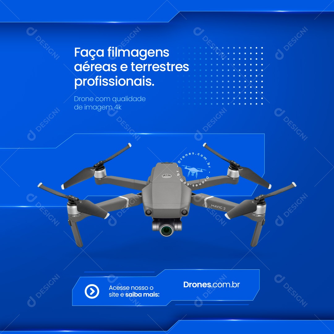 Drone Faça Filmagens Aéreas e Terrestres Profissionais Social Media PSD Editável