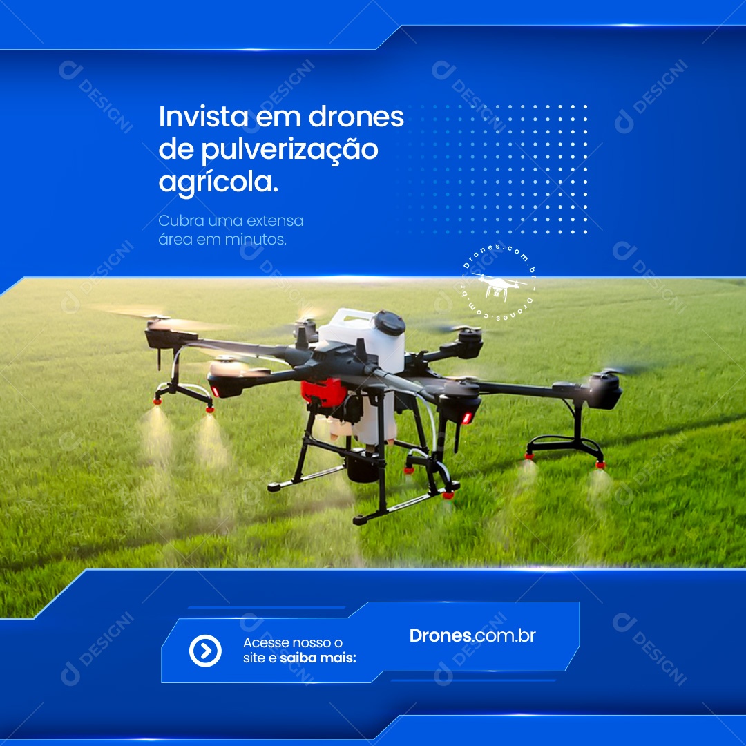 Drone Invista em Drones de Pulverização Agrícola Social Media PSD Editável