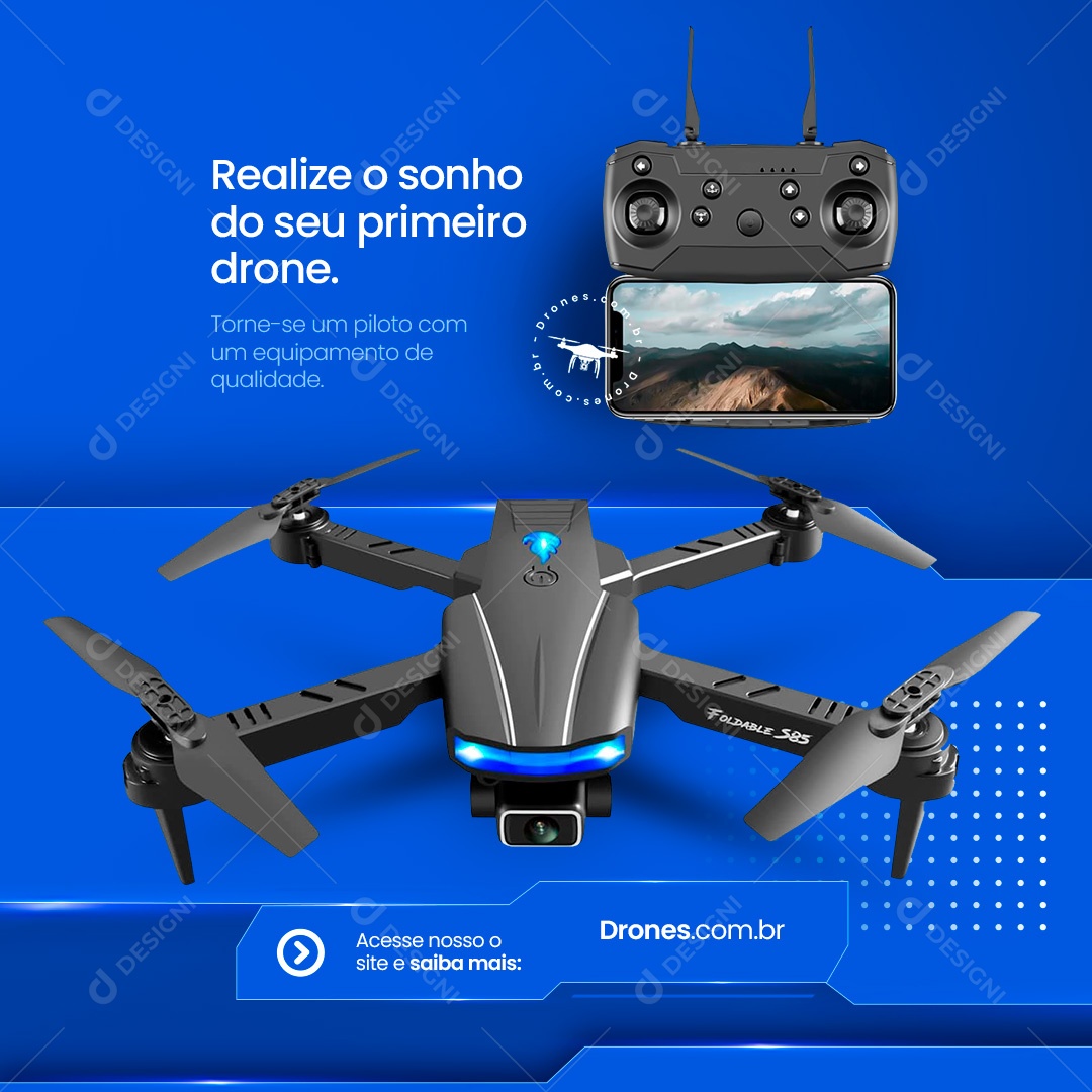Realize o Sonho do Seu Primeiro Drone Social Media PSD Editável