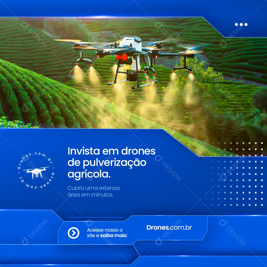 Drone Invista em Drones de Pulverização Agrícola Social Media PSD Editável