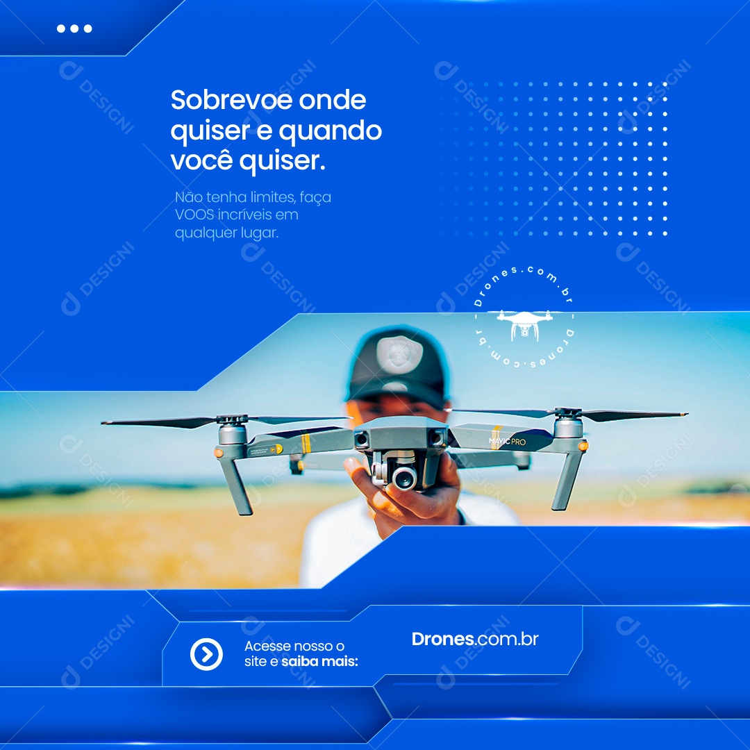 Social Media Drone Sobrevoe Onde Quiser PSD Editável