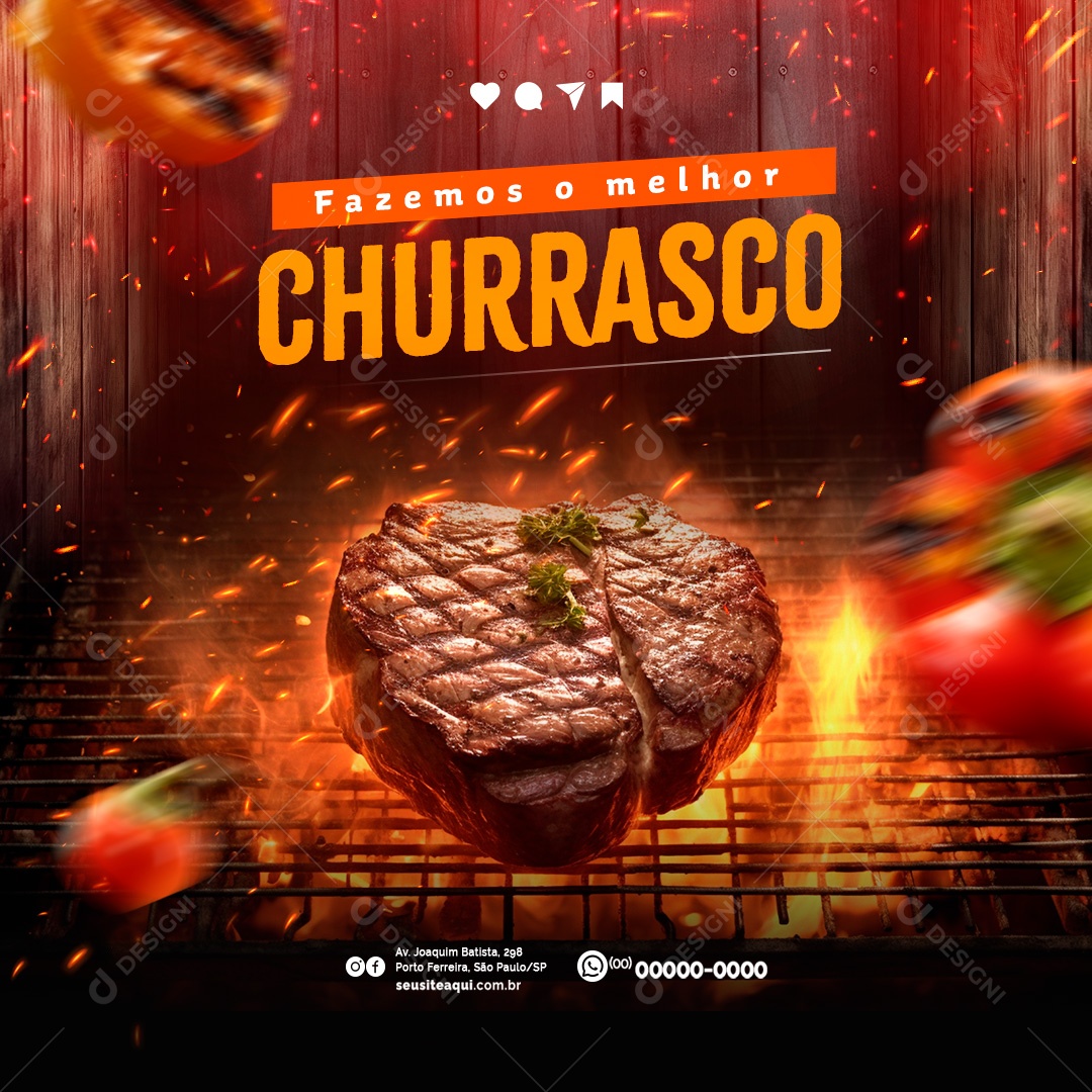Churrascaria Fazemos o Melhor Churrasco Social Media PSD Editável