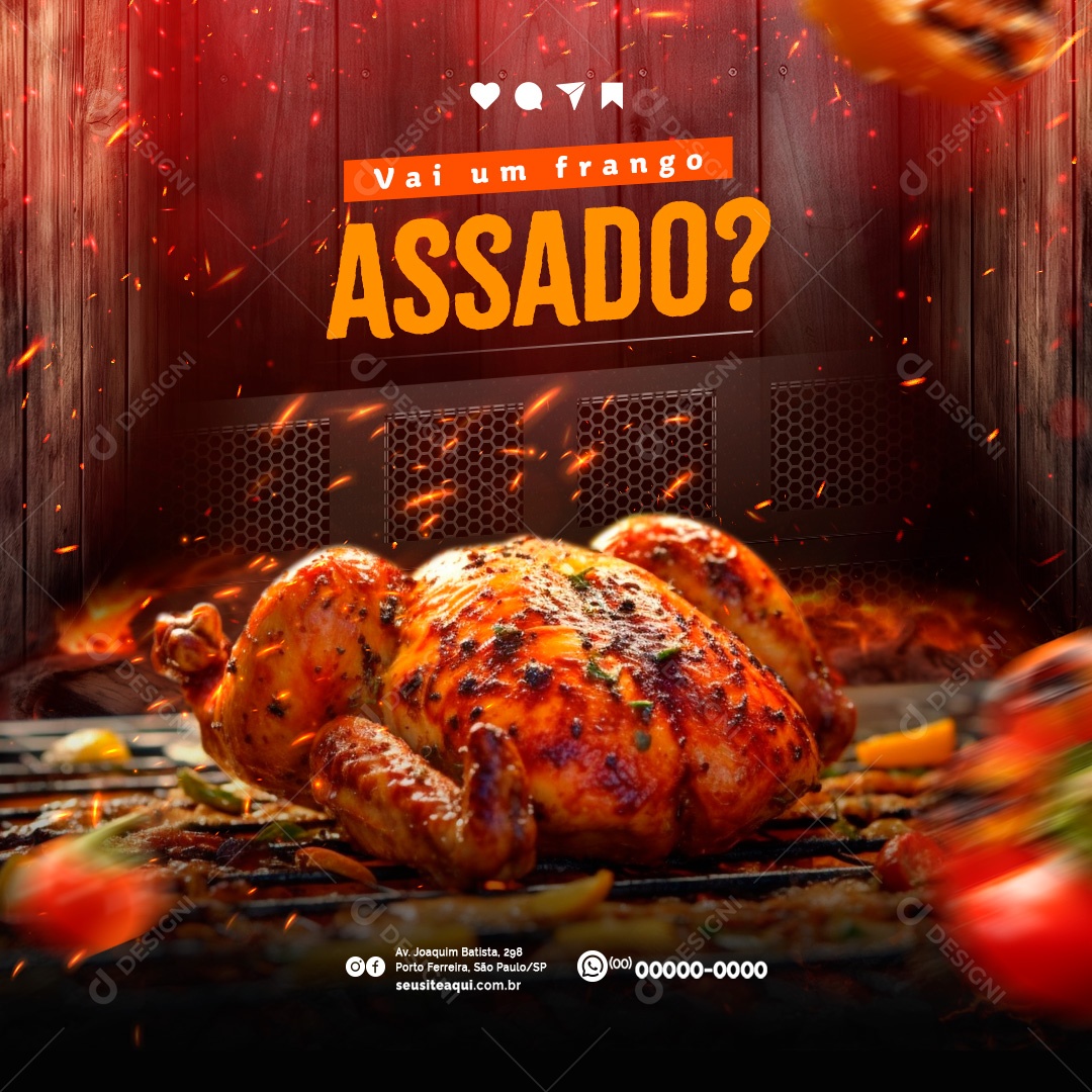 Churrascaria Vai um Frango Assado Social Media PSD Editável