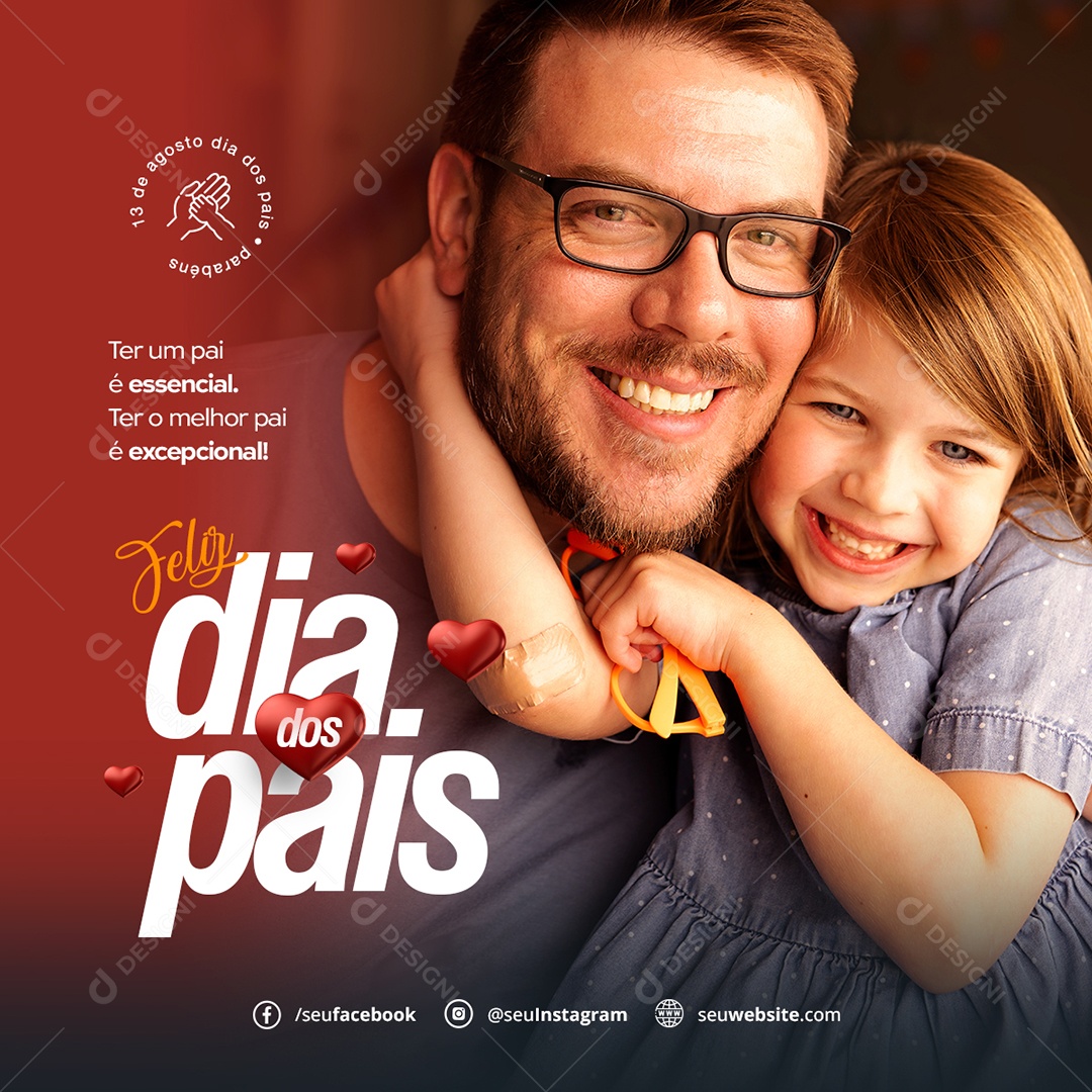 Social Media 13 De Agosto Feliz Dia Dos Pais PSD Editável