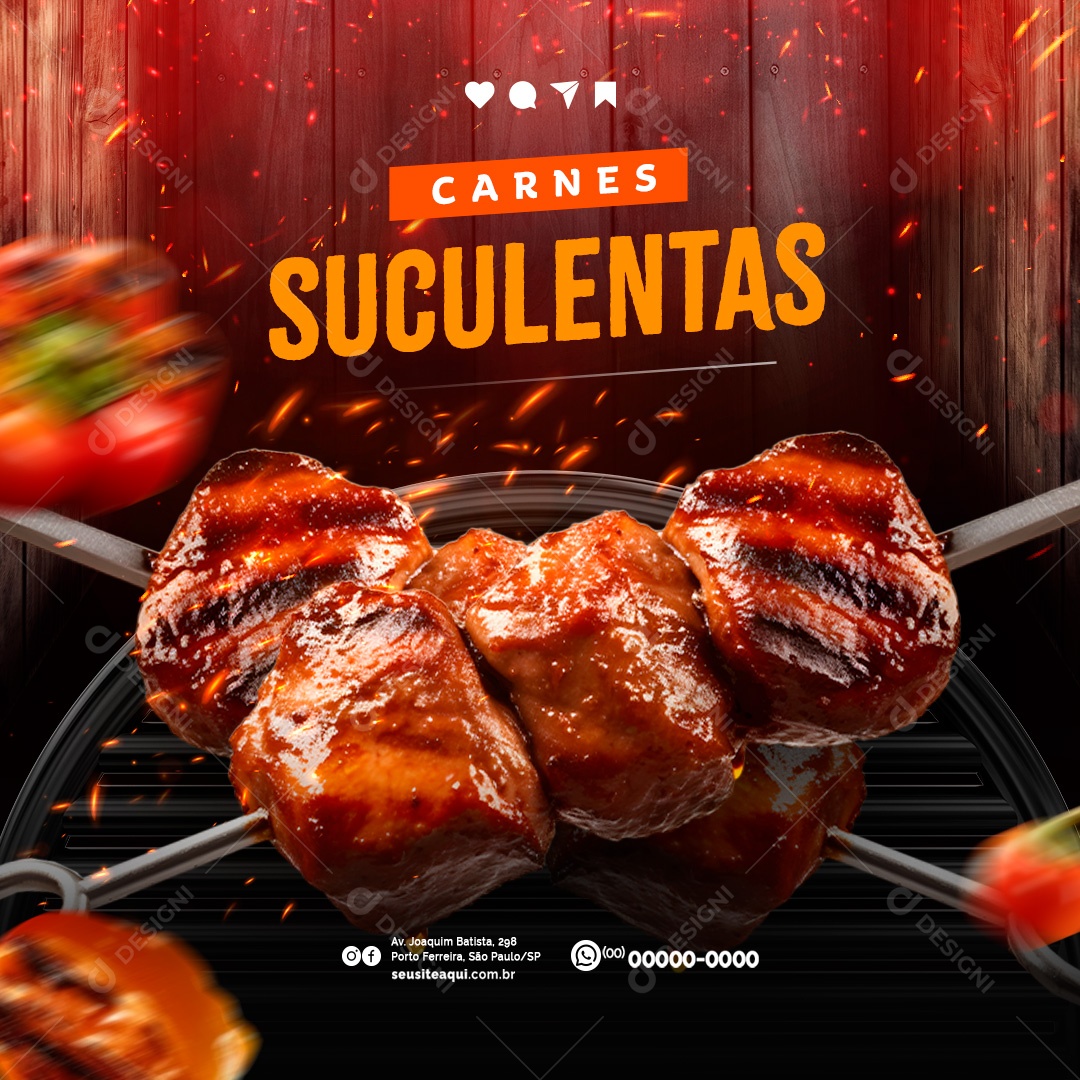 Churrascaria Carnes Suculentas Social Media PSD Editável
