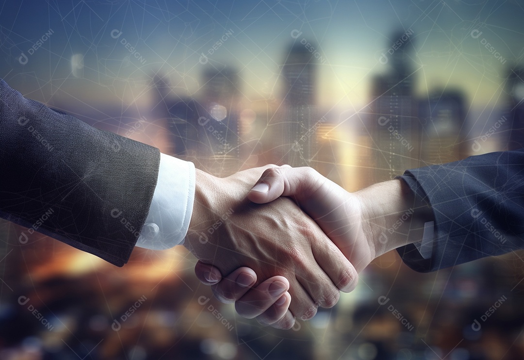 Empresários fechanddo contratos com aperto de mãos