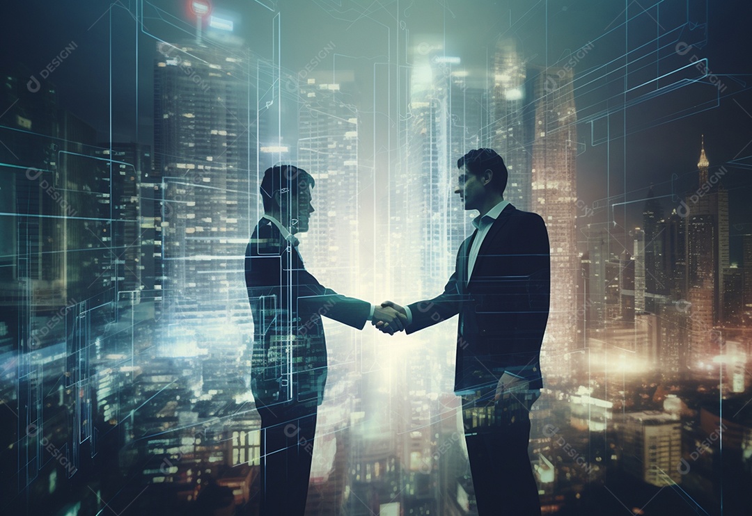 Empresários fechanddo contratos com aperto de mãos