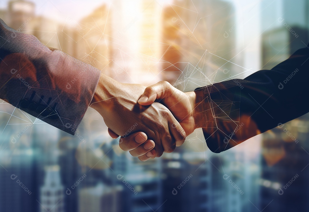 Empresários fechando contratos com aperto de mãos