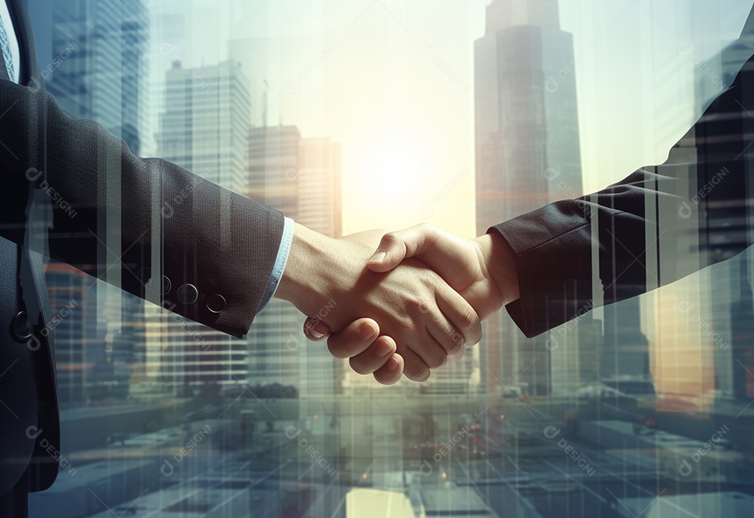 Empresários fechando contratos com aperto de mãos