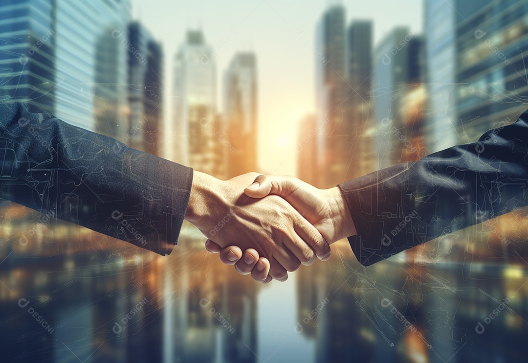 Empresários fechanddo contratos com aperto de mãos