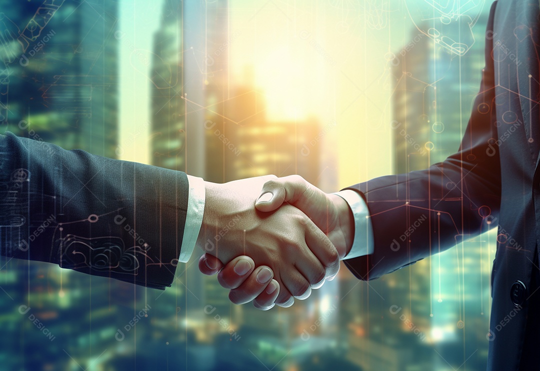 Empresários fechando contratos com aperto de mãos