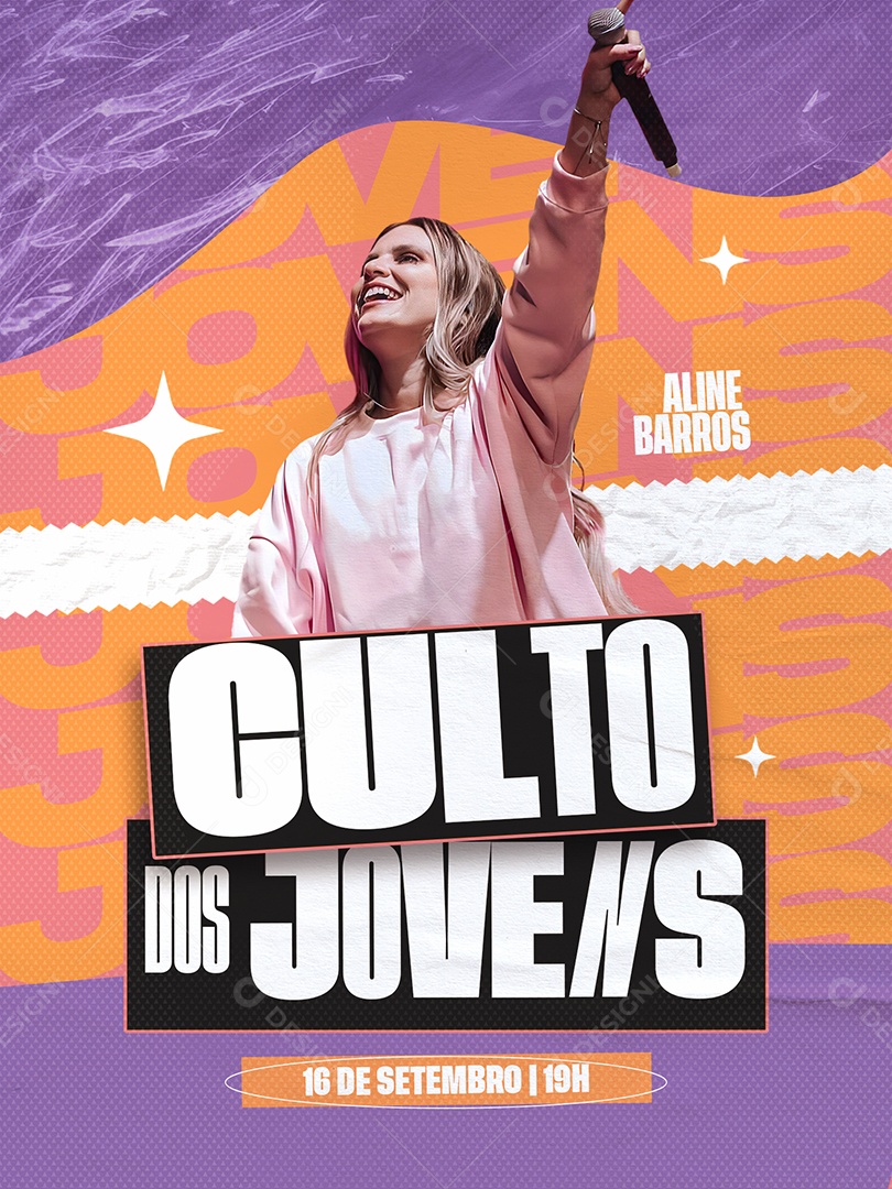 Social Media Culto Dos Jovens Anine Barros PSD Editável