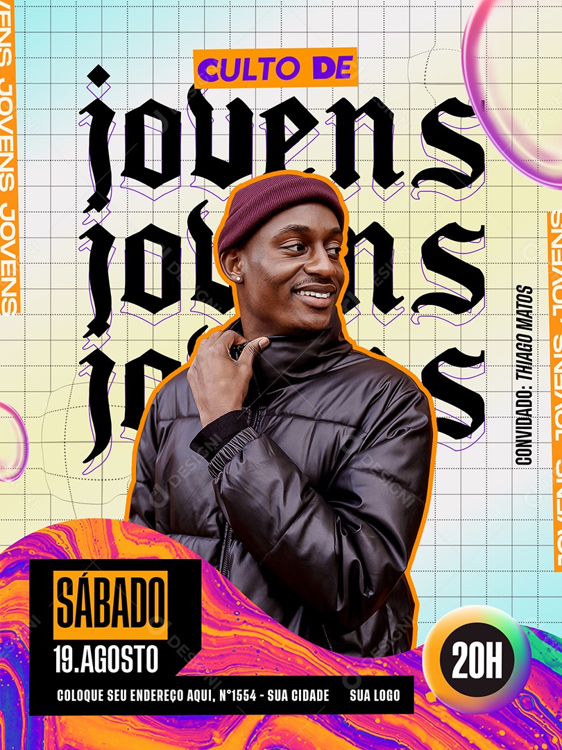 Culto De Jovens Sábado Social Media PSD Editável