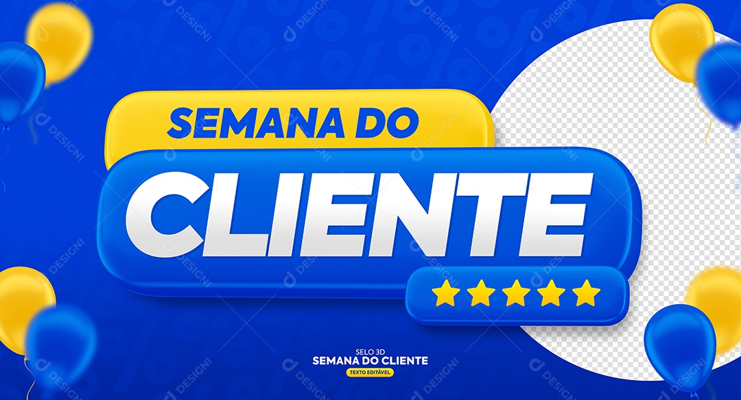 Selo 3D Semana Do Cliente Azul Para Composição PSD