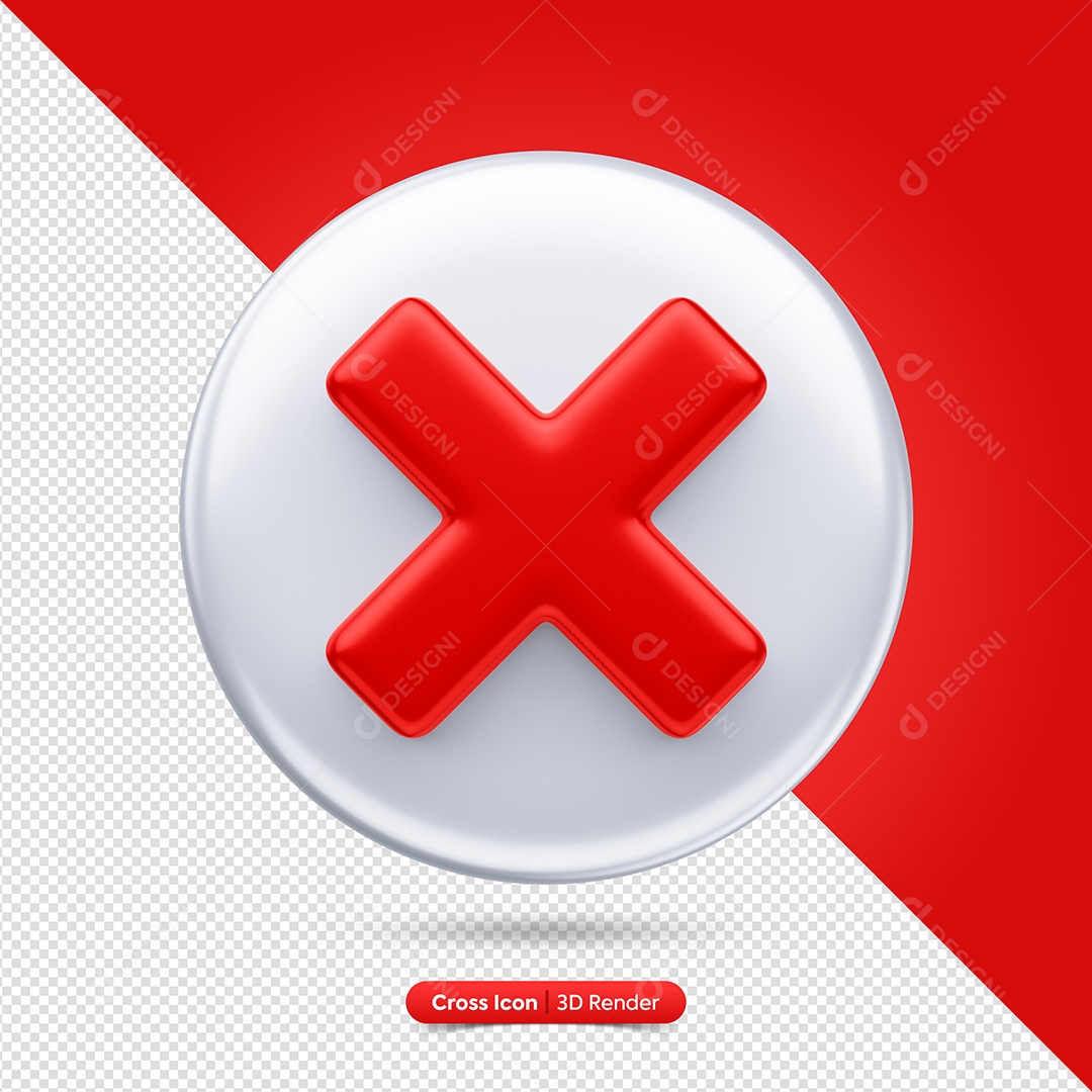 Ícone 3D Sinal De Errado Vermelho Para Composição PSD