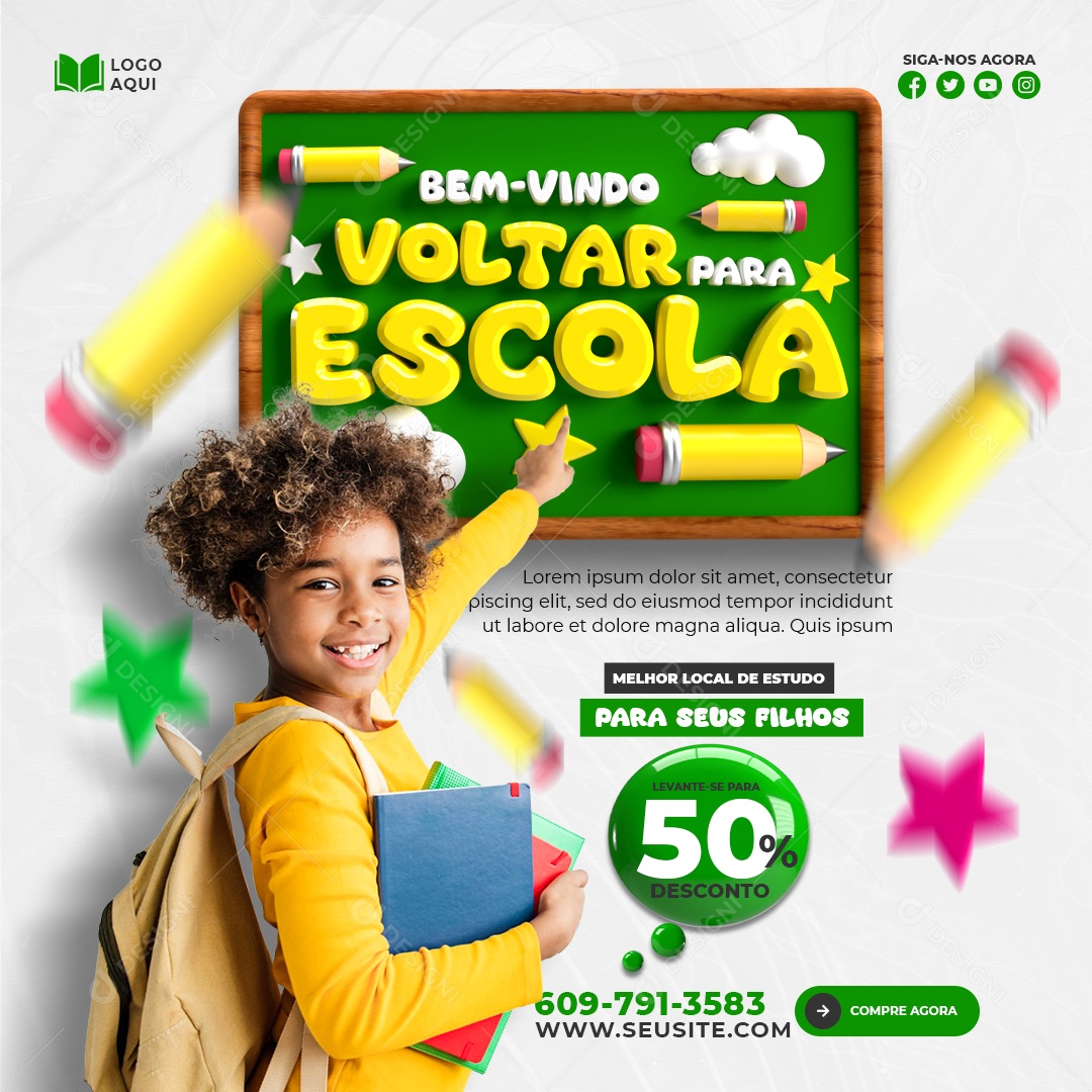 Voltar para Escola Social Media PSD Editável