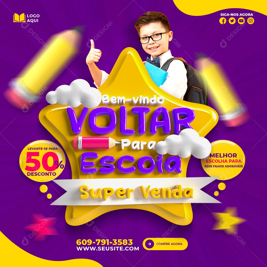 Voltar para Escola Social Media PSD Editável