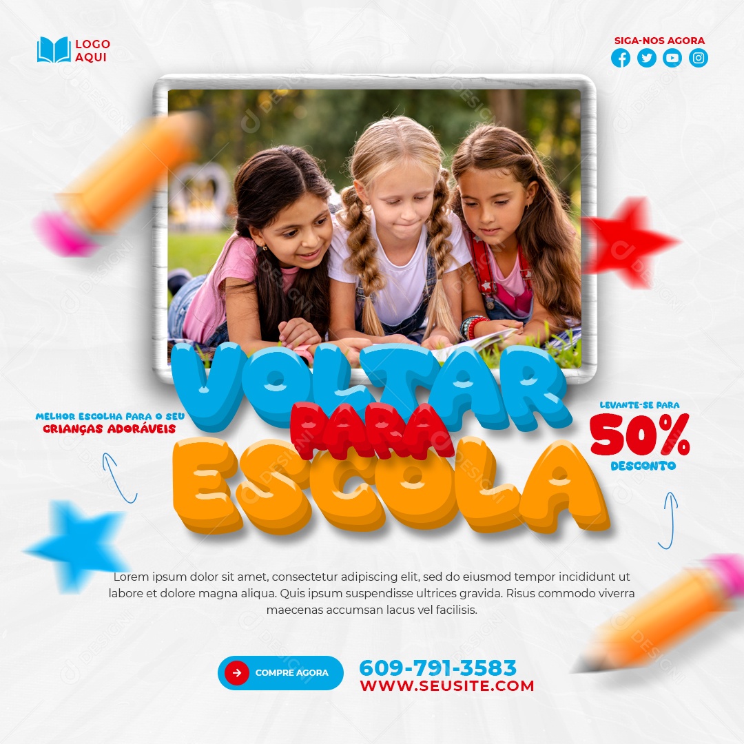 Voltar para Escola Social Media PSD Editável