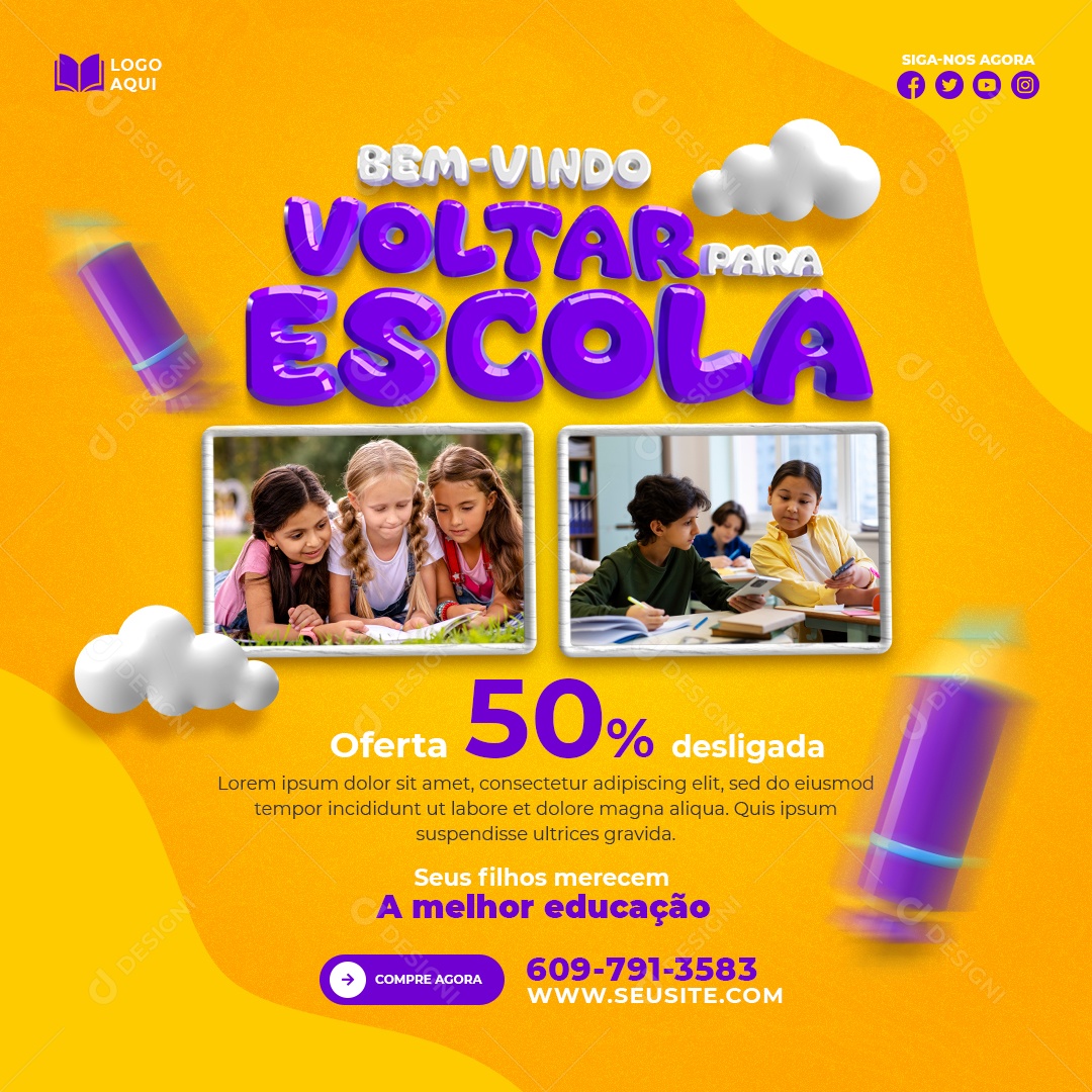 Voltar para Escola Social Media PSD Editável