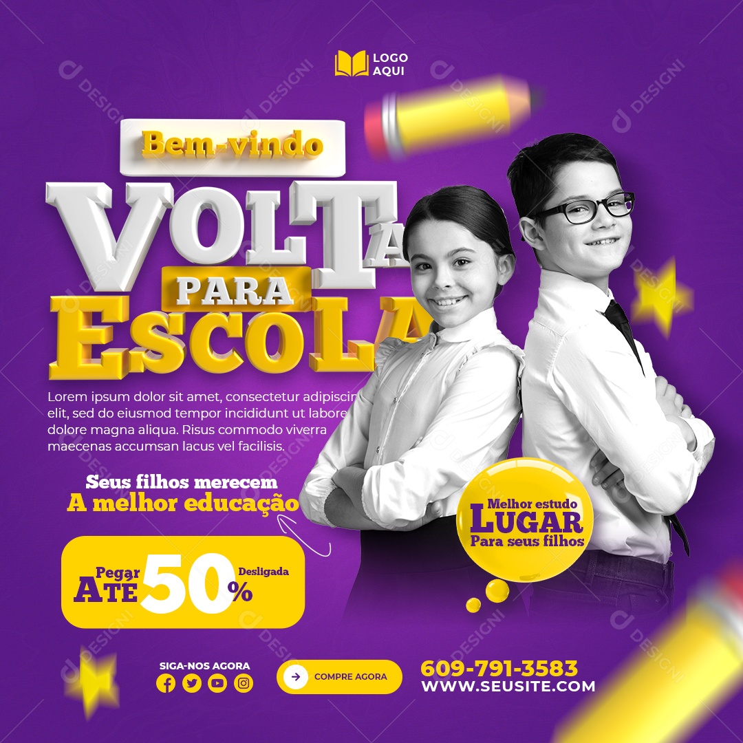 Voltar para Escola Social Media PSD Editável