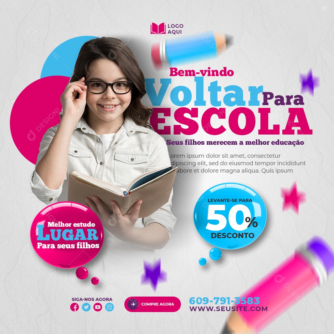 Voltar para Escola Social Media PSD Editável