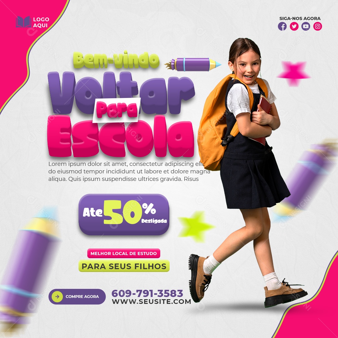 Voltar para Escola Social Media PSD Editável
