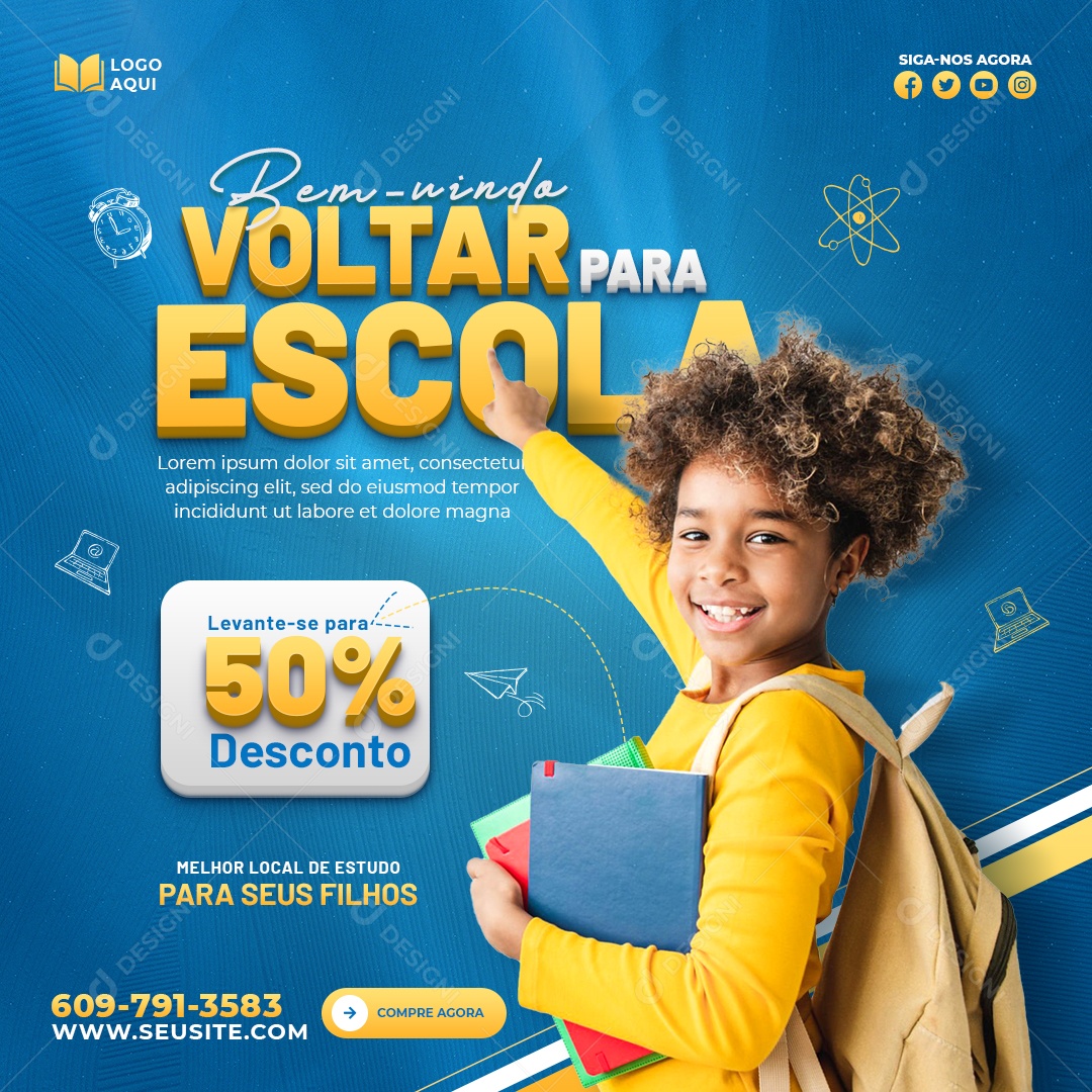 Voltar as Aulas Social Media PSD Editável