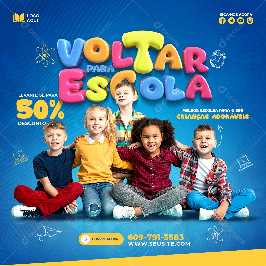 Voltar as Aulas Social Media PSD Editável