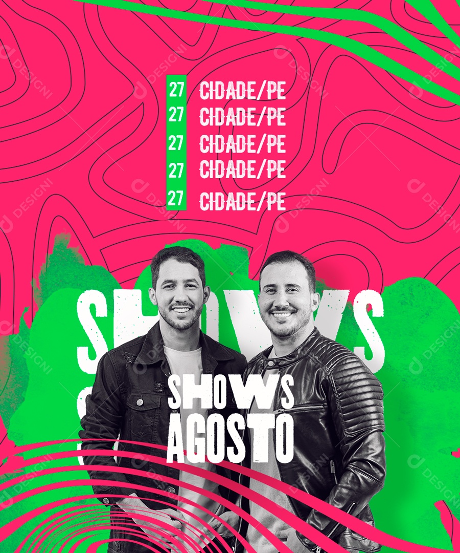 Social Media Flyer Feed Shows Agosto Iguinho e Lulinha PSD Editável