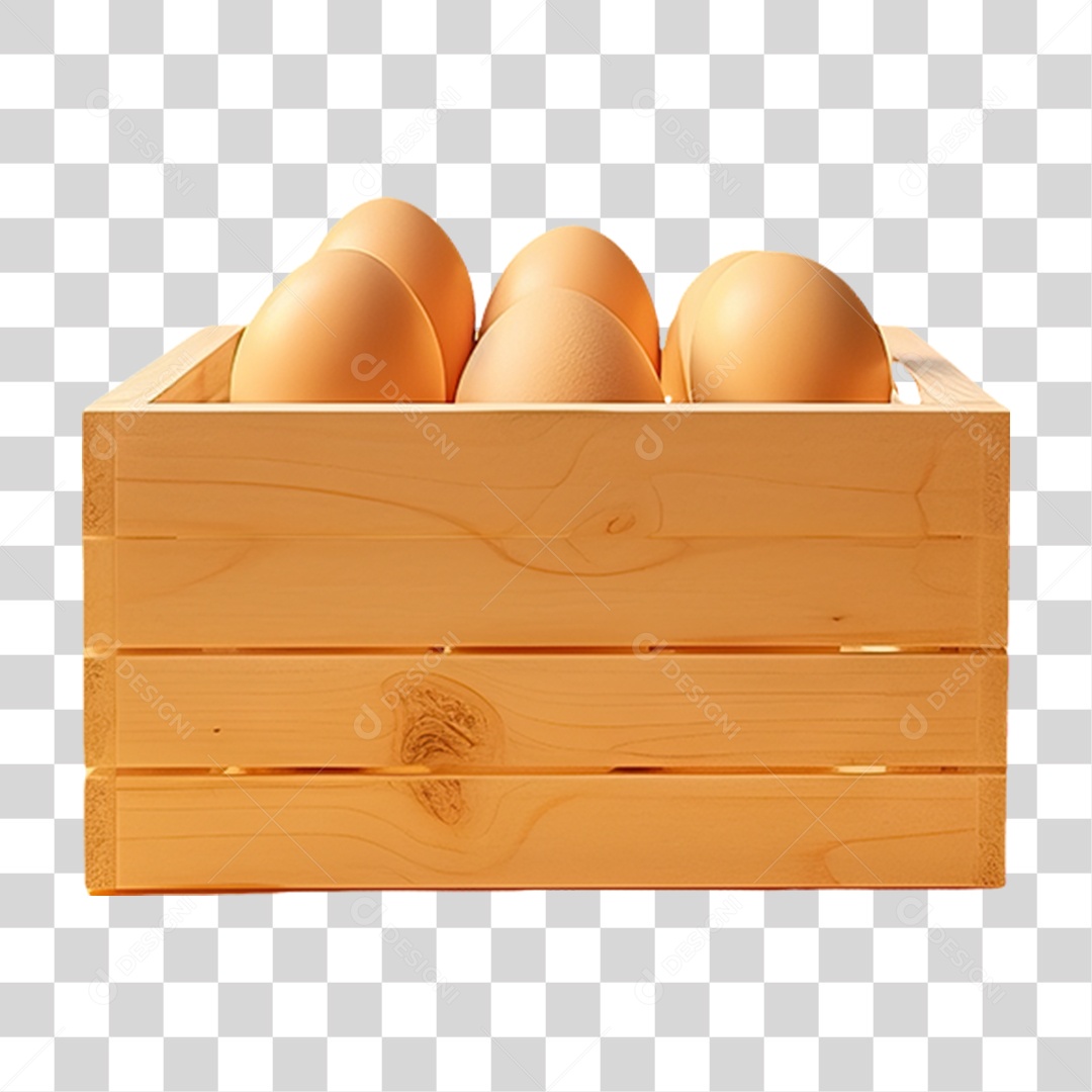 Caixa de Madeira com Verduras Frutas e Legumes PNG Transparente