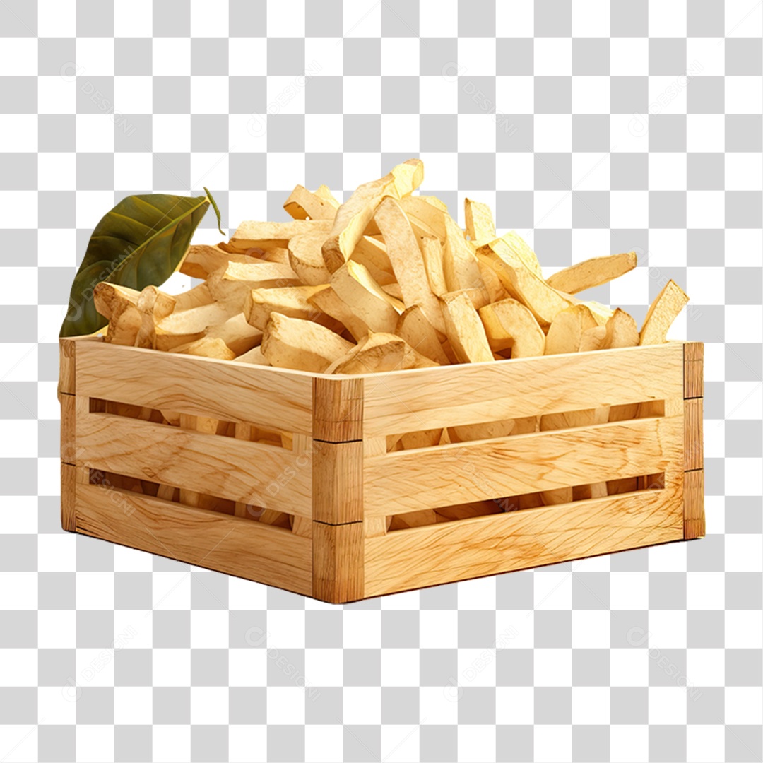 Caixa de Madeira com Verduras Frutas e Legumes PNG Transparente