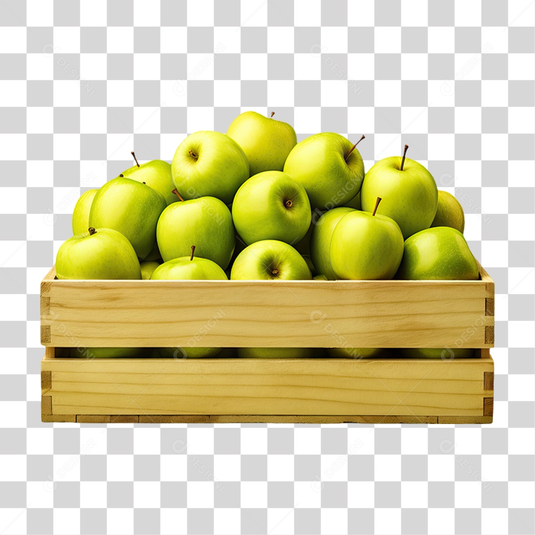 Caixa de Madeira com Verduras Frutas e Legumes PNG Transparente