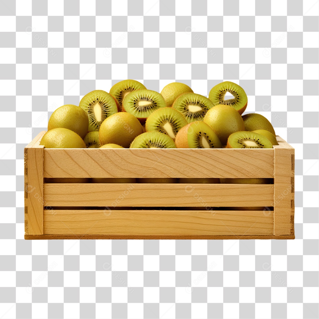 Caixa de Madeira com Verduras Frutas e Legumes PNG Transparente