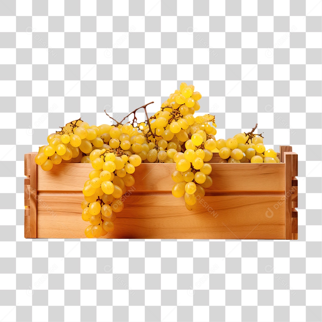 Caixa de Madeira com Verduras Frutas e Legumes PNG Transparente