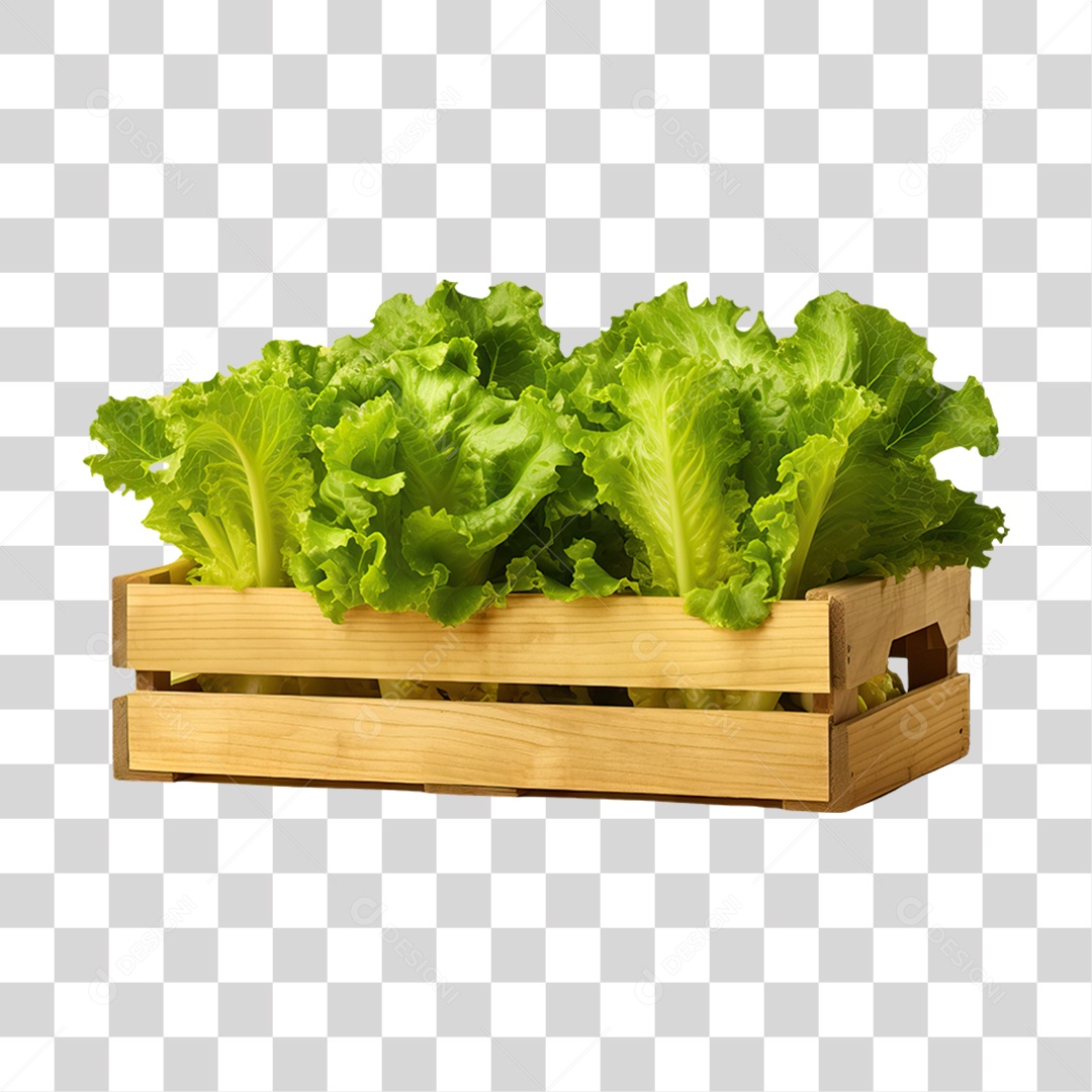 Caixa de Madeira com Verduras Frutas e Legumes PNG Transparente