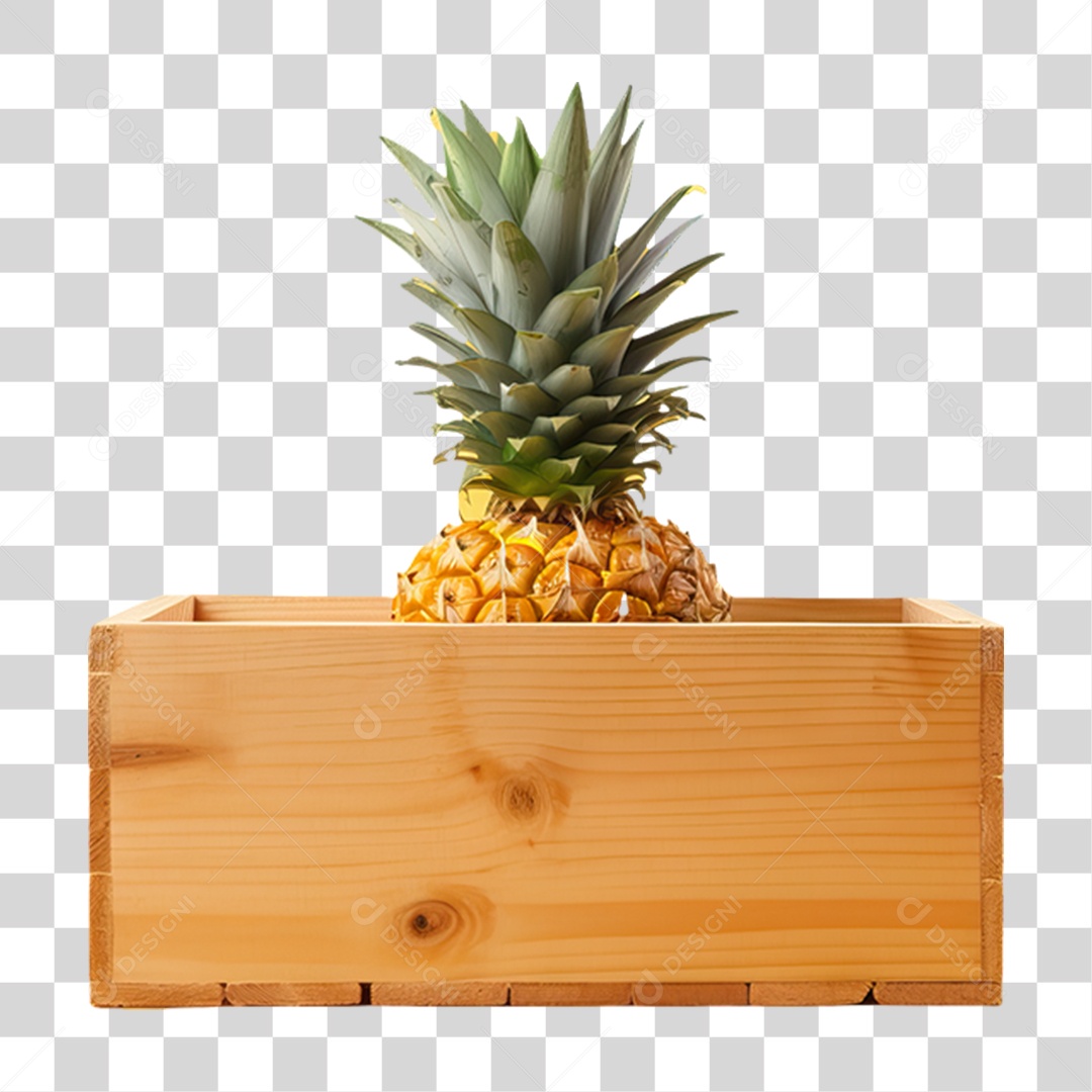 Caixa de Madeira com Verduras Frutas e Legumes PNG Transparente