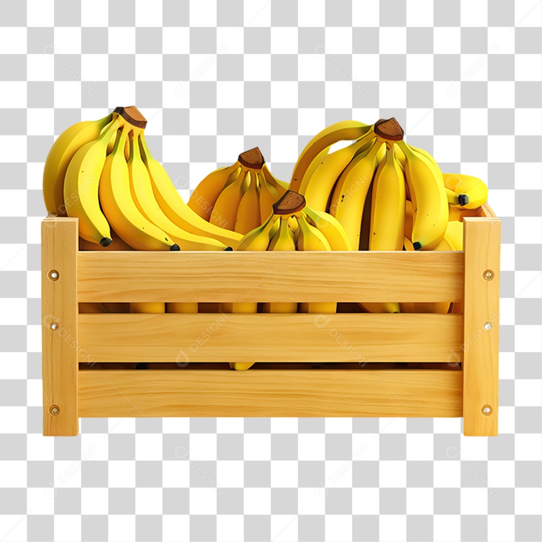 Caixa de Madeira com Verduras Frutas e Legumes PNG Transparente