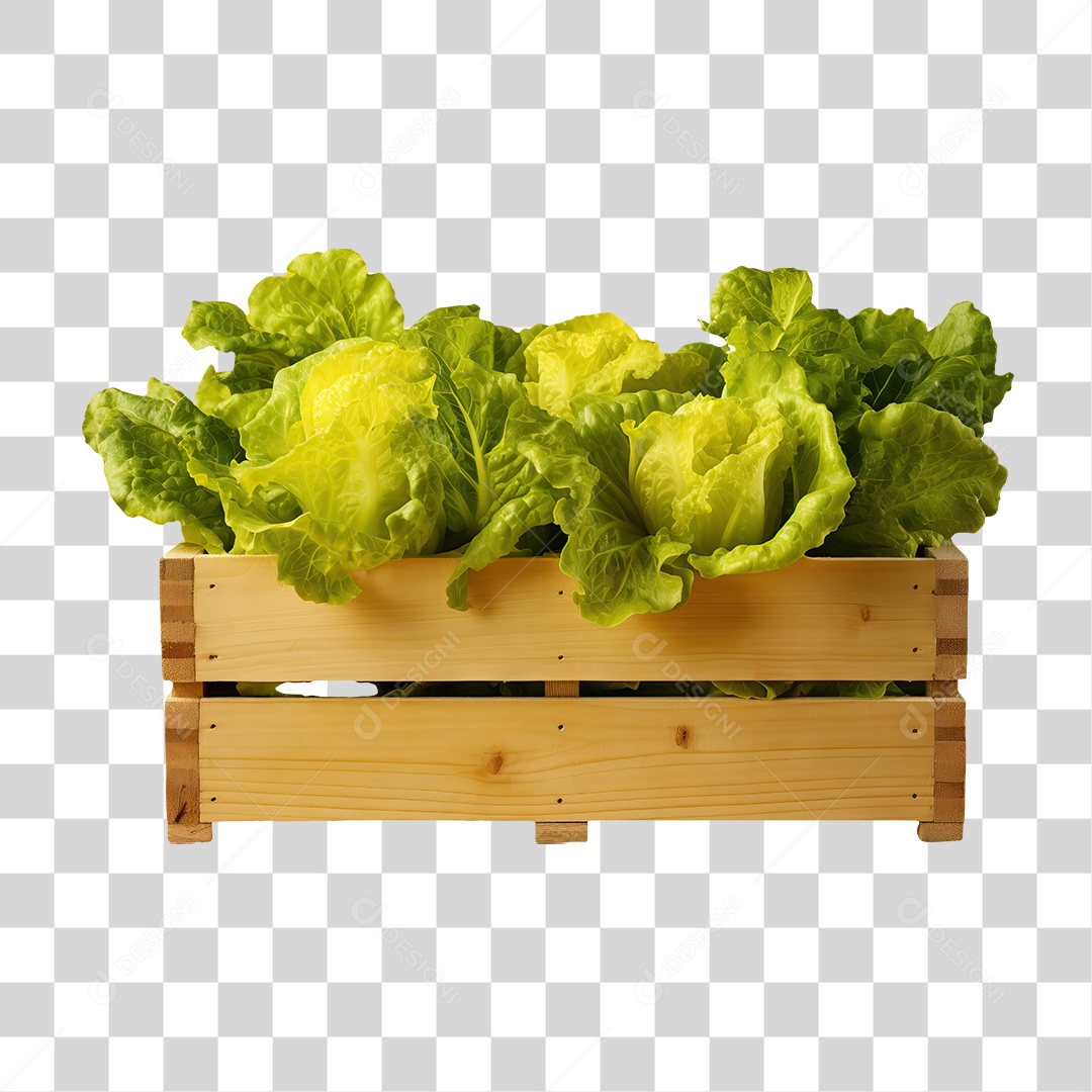 Caixa de Madeira com Verduras Frutas e Legumes PNG Transparente
